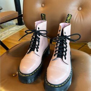 Dr. Martens Pink and Black Combat Boots with Chunky Sole
